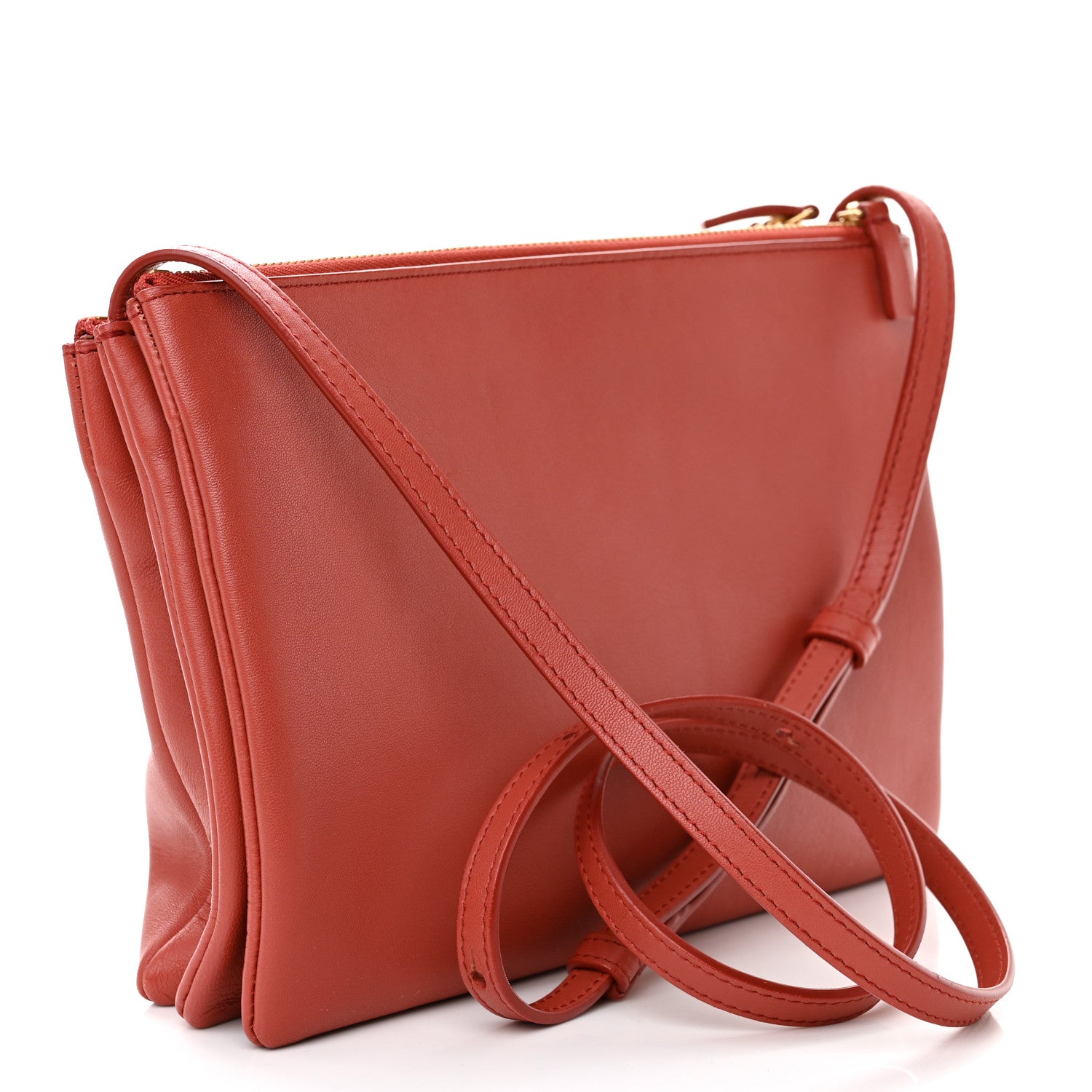 Celine Lambskin Large Trio Crossbody Bag Copper 3 of 14