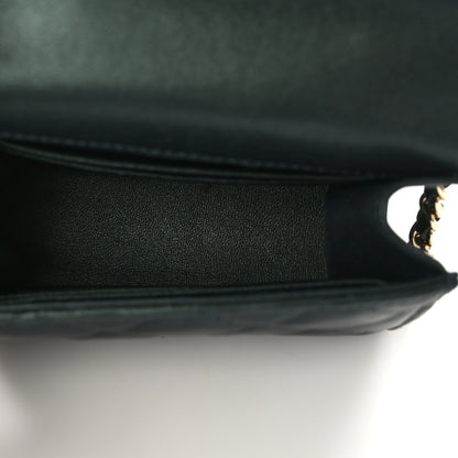 Chanel Iridescent Lambskin Quilted Top Handle Flap Clutch With Chain Dark Green 4 of 15