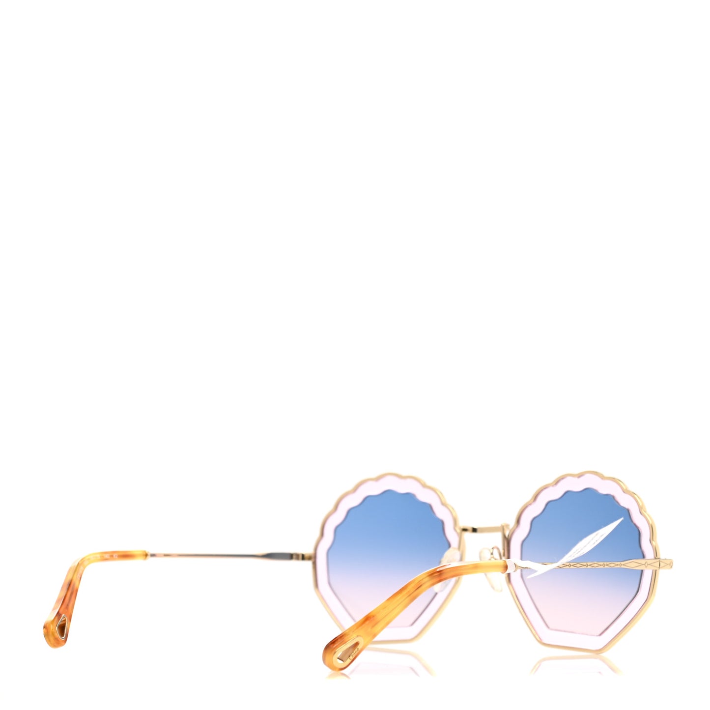 Rosie Bevelled Round Sunglasses Gold Gradient Blue
