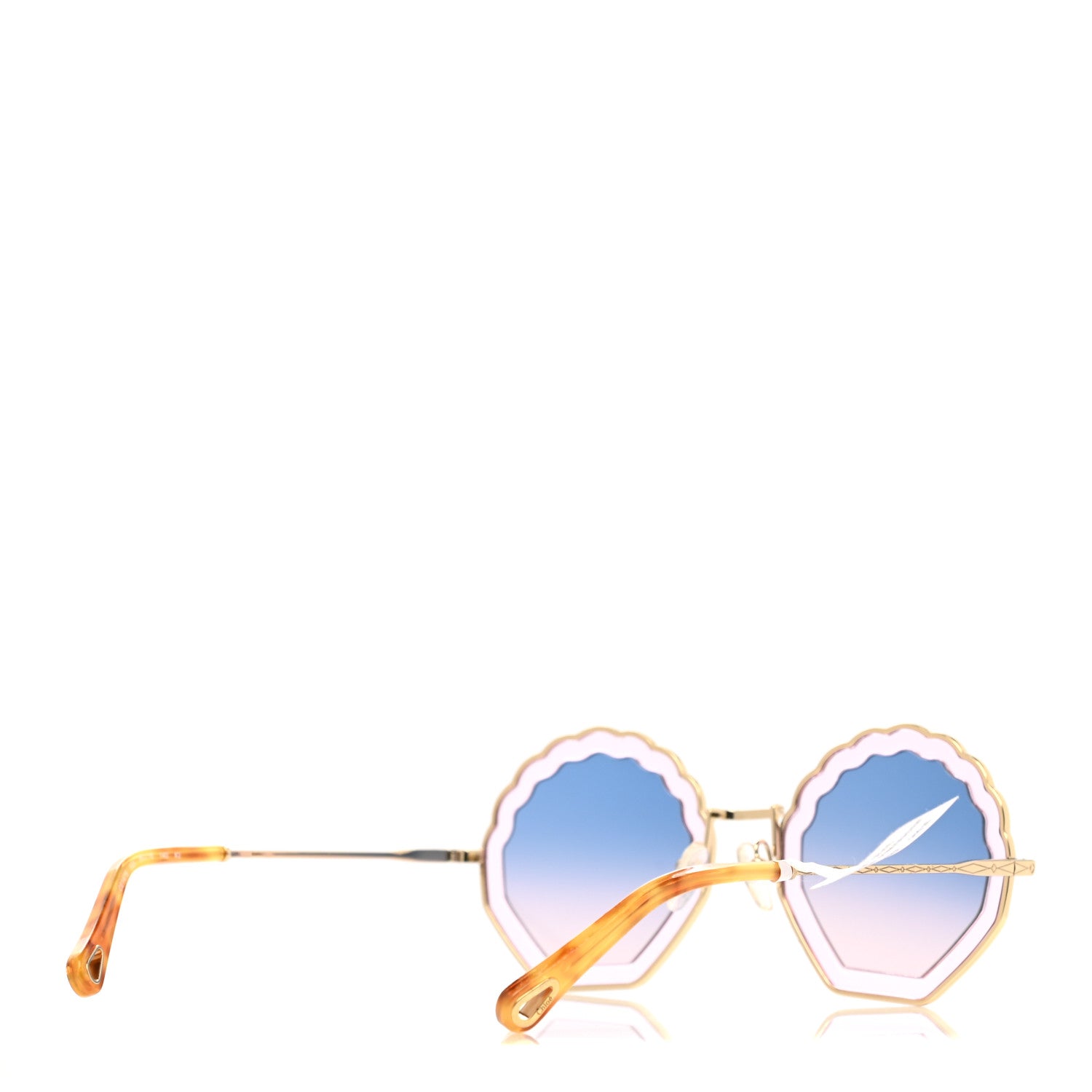 Chloe Rosie Bevelled Round Sunglasses Gold Gradient Blue 4 of 7