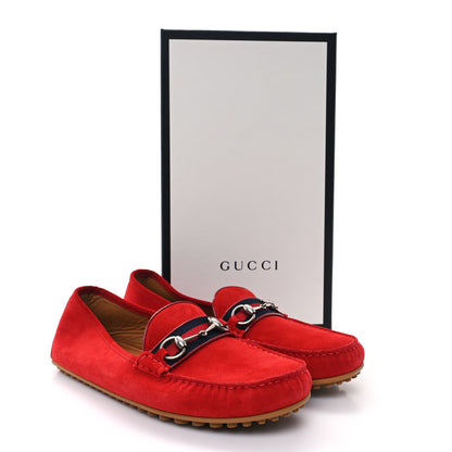 Gucci Suede Mens Horsebit Driver Loafers 11.5 Rosso 10 of 10
