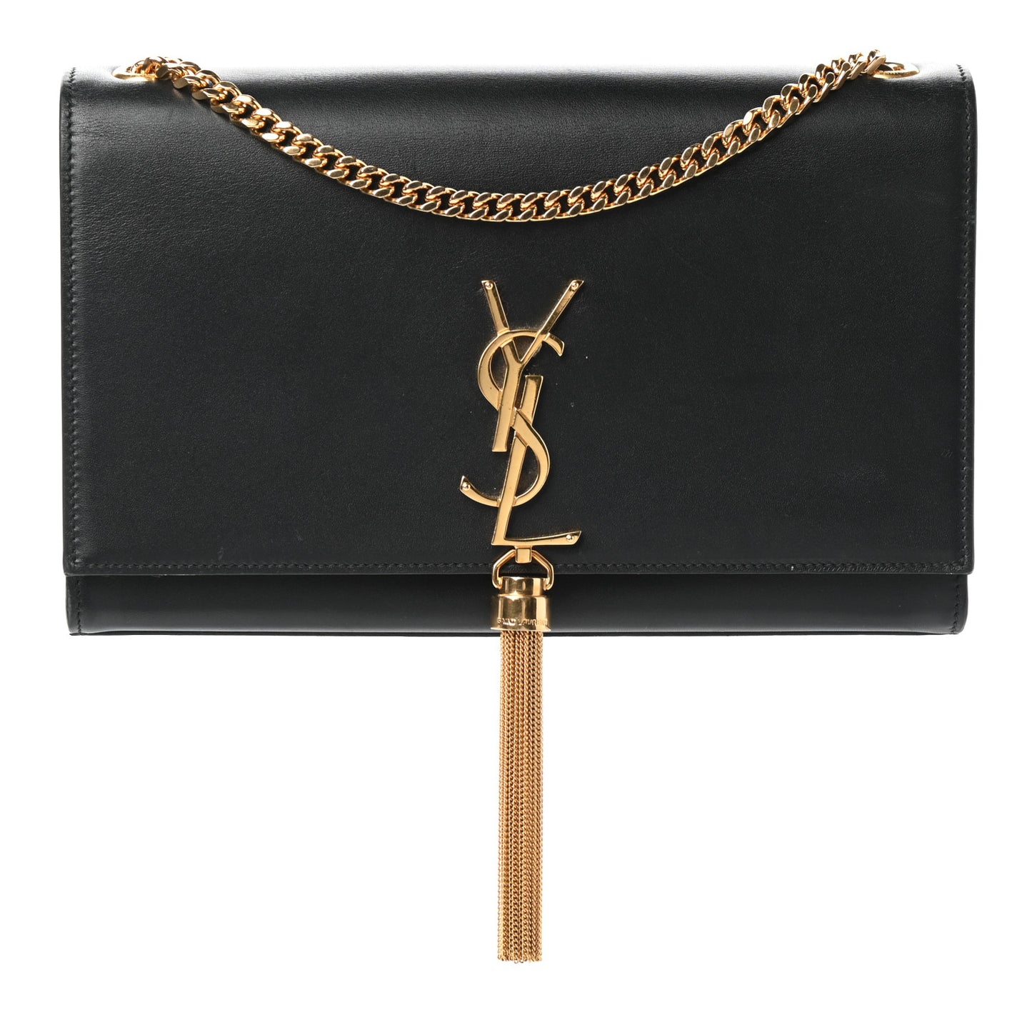 Smooth Calfskin Medium Classic Monogram Kate Tassel Satchel Black