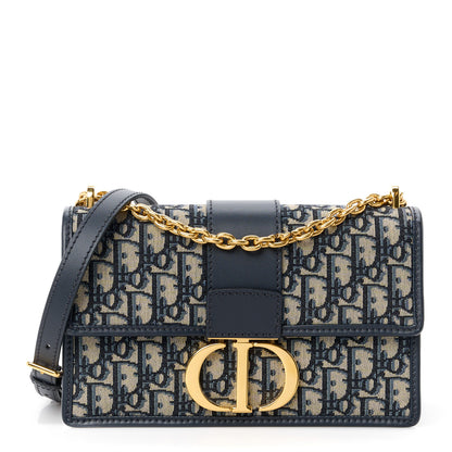Christian Dior Oblique 30 Montaigne Chain Flap Bag Blue 1 of 13