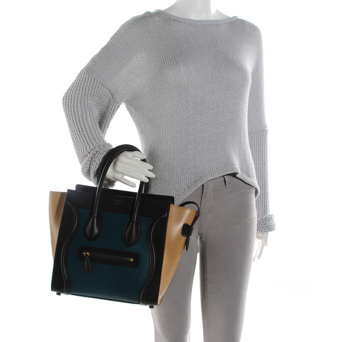 Satin Calfskin Micro Tri-Color Luggage Peacock