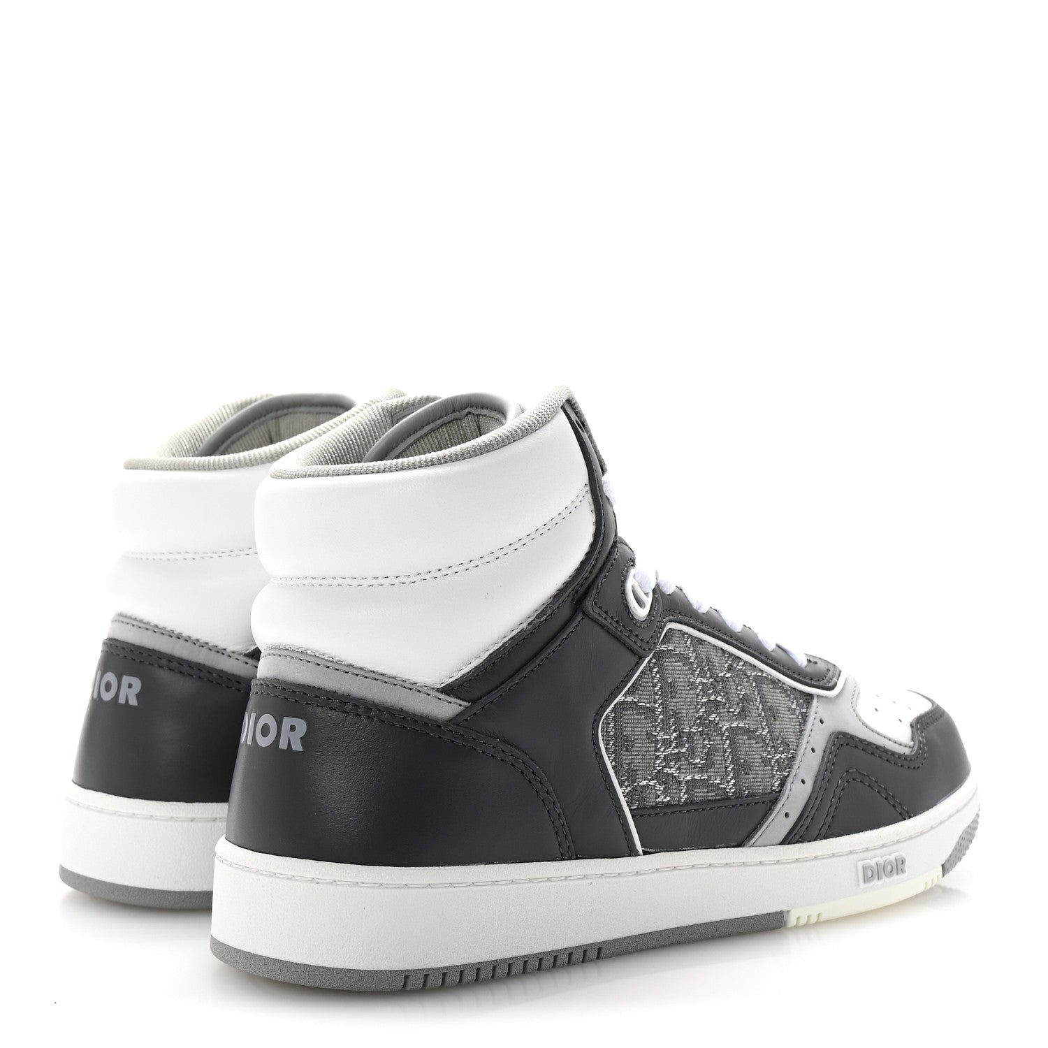 Christian Dior Smooth Calfskin Jacquard Oblique Mens B27 High Top Sneakers 40 Grey 5 of 10