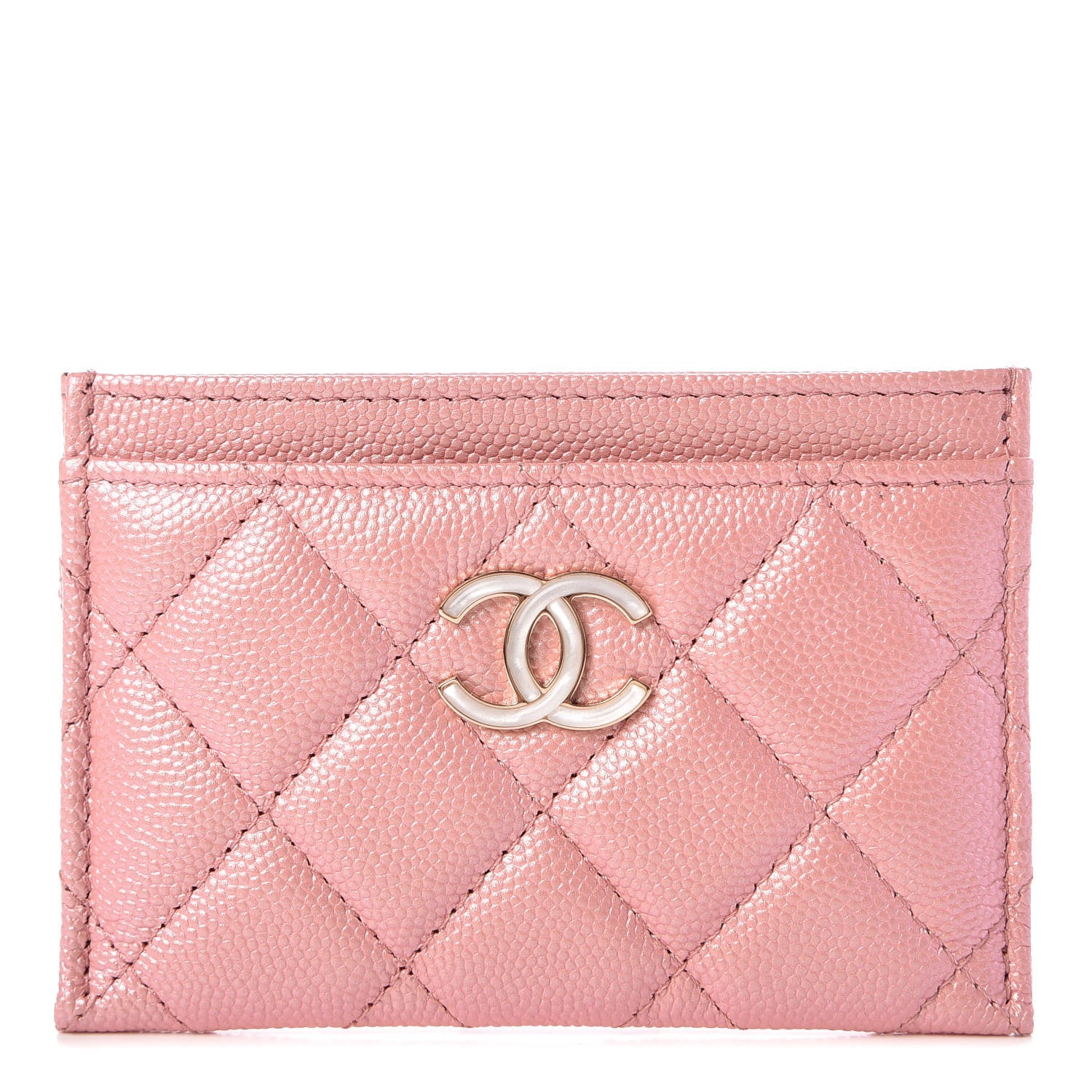 Chanel Iridescent Caviar Quilted Card Holder Rose Pink 1 of 9