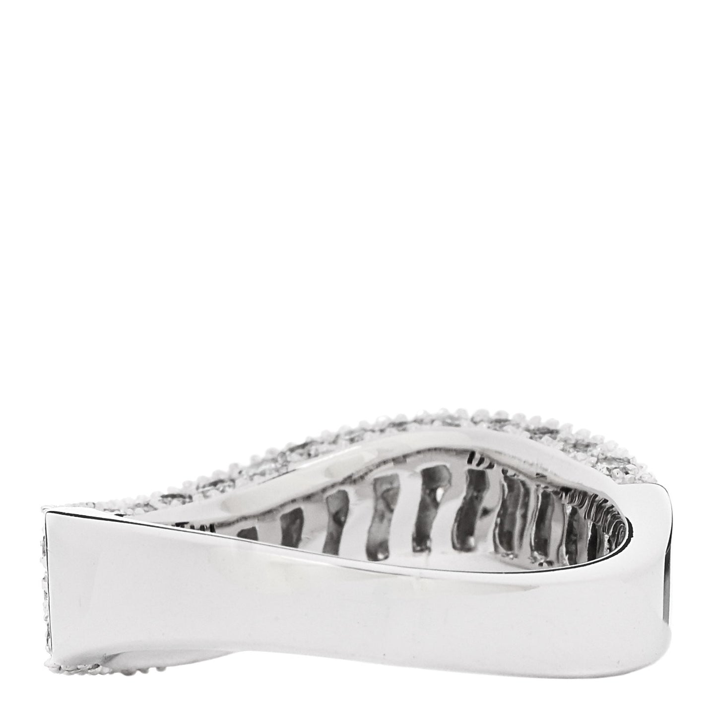 18K White Gold Diamond 1.21ctw Paved Curved Ring 54 6.75