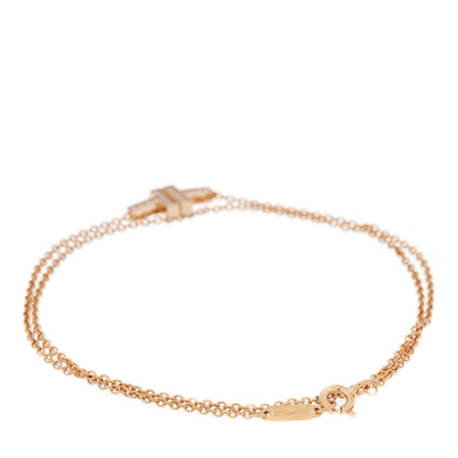 Tiffany 18K Rose Gold Diamond T Double Chain Bracelet 2 of 4