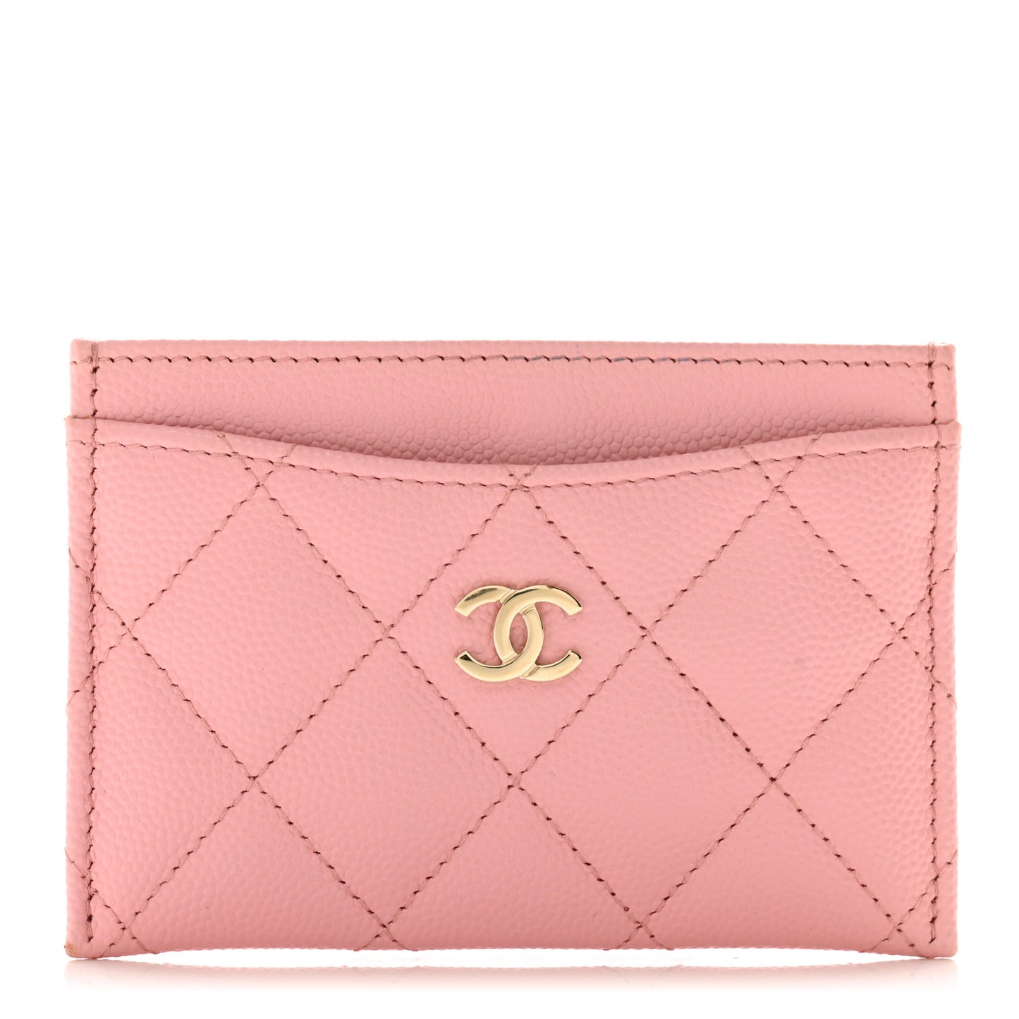 Caviar Quilted Card Holder Pink