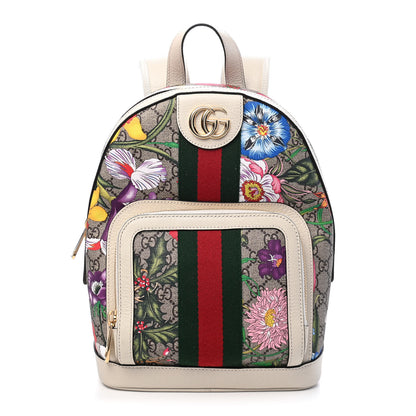 Gucci GG Supreme Monogram Flora Web Small Ophidia Day Backpack White 1 of 9