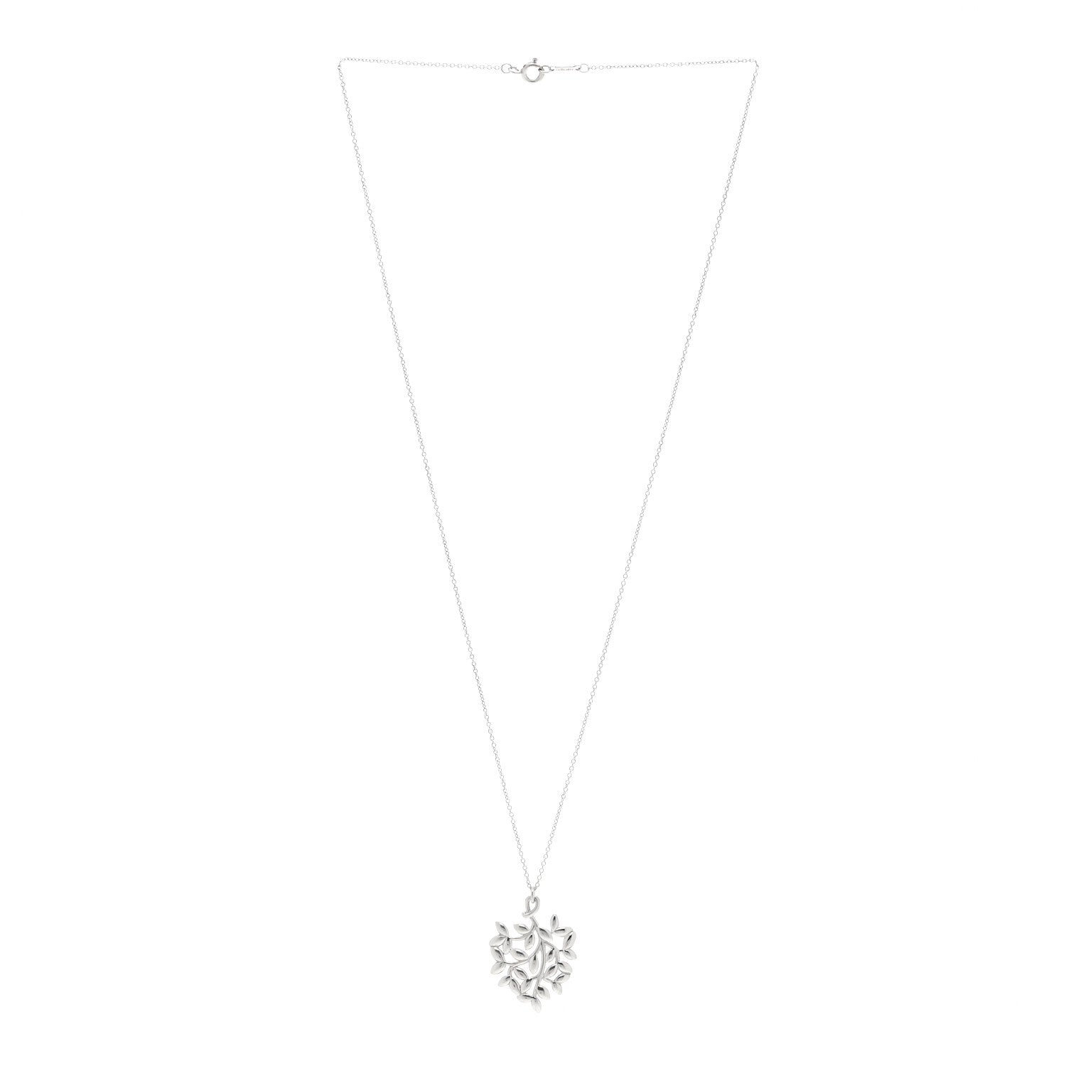 Tiffany Sterling Silver Paloma Picasso Olive Leaf Heart Branch Pendant Necklace 3 of 5