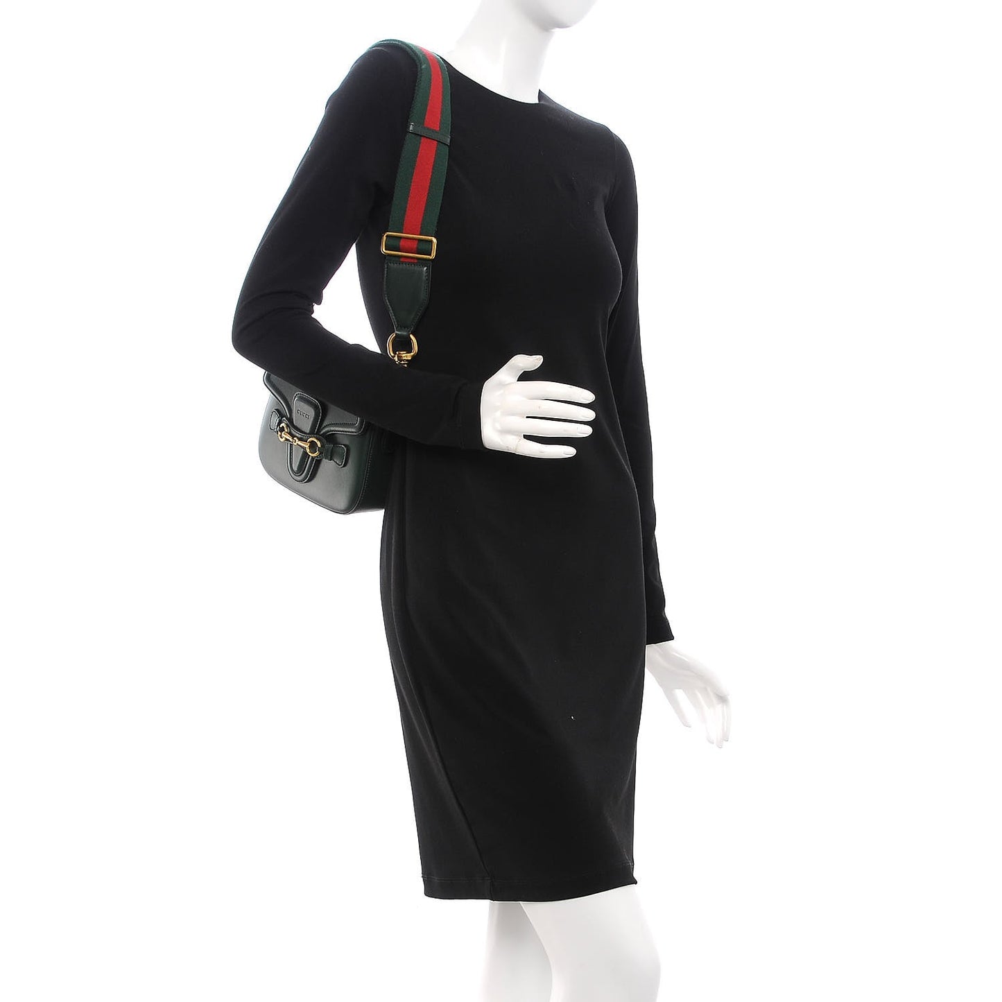 Calfskin Small Lady Web Shoulder Bag Green