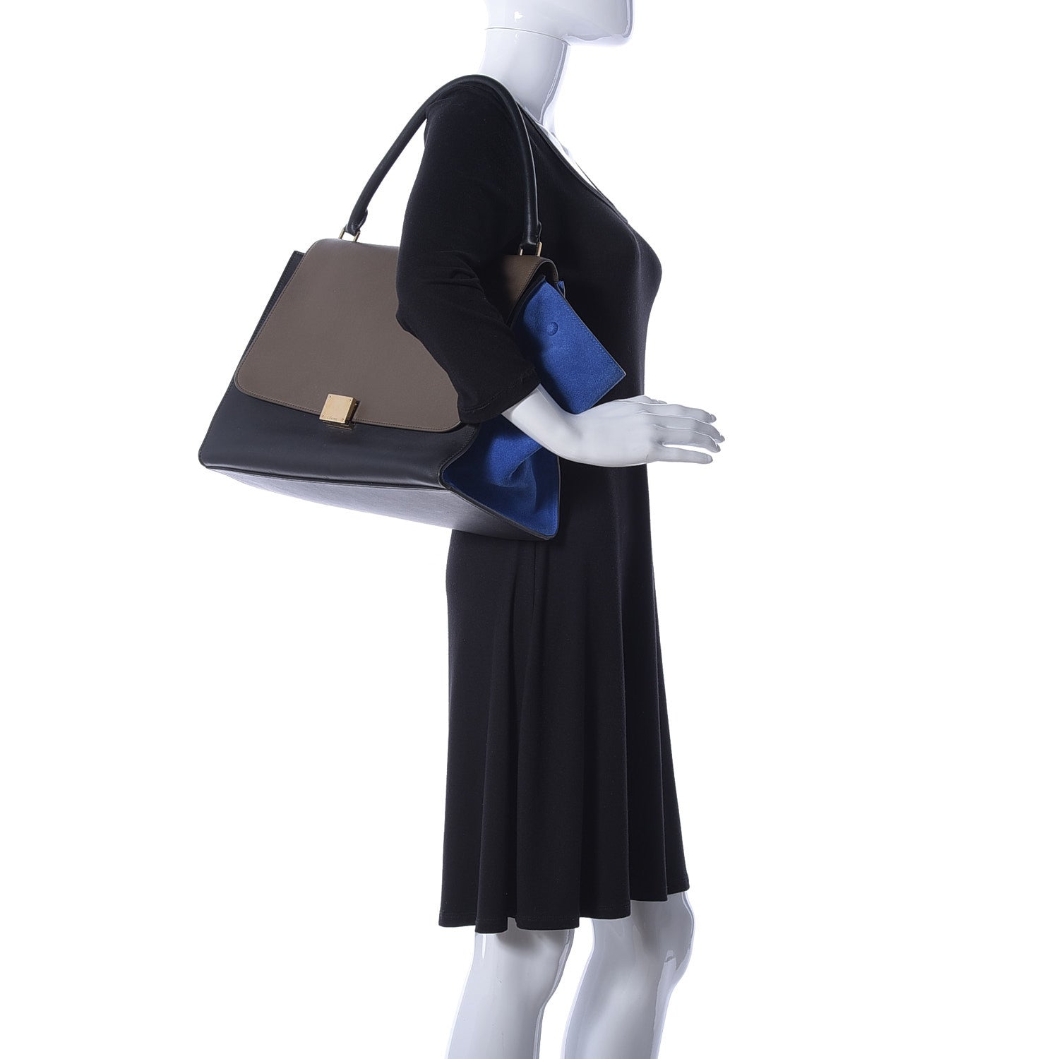 Celine Calfskin Suede Trapeze Tri-Color Cobalt 2 of 20