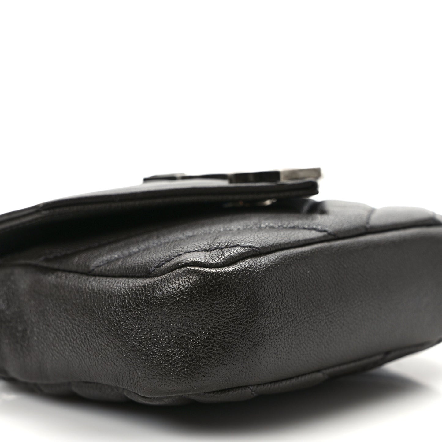 Sheepskin Matelasse Chevron Monogram Mini College Bag Dark Anthracite