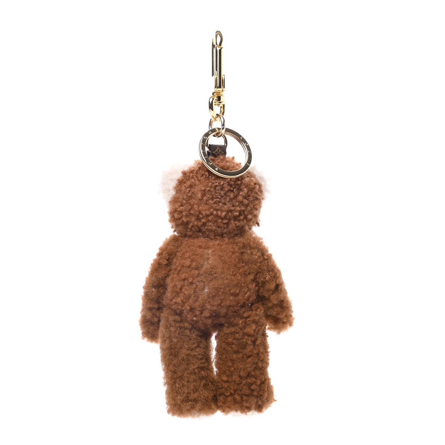 Shearling LV Teddy Bear Bag Charm Key Holder Black Pink