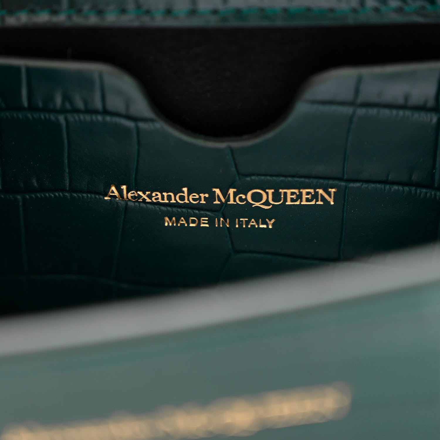 Alexander McQueen Shiny Crocodile Embossed Jeweled Satchel Emerald 6 of 11
