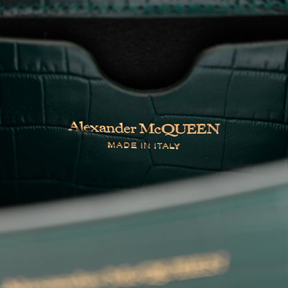 Alexander McQueen Shiny Crocodile Embossed Jeweled Satchel Emerald 6 of 11