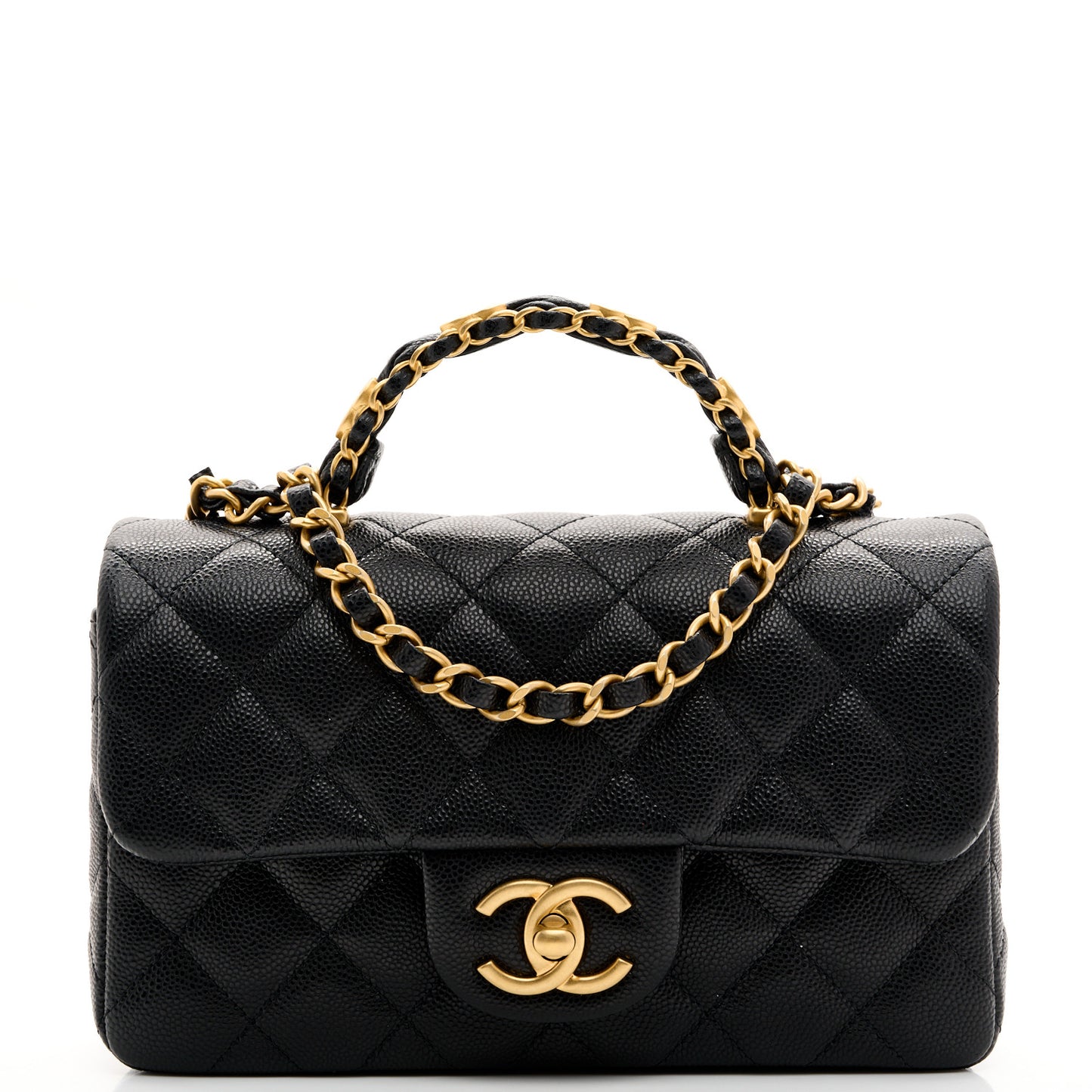 Caviar Quilted Mini Handy CC Flap Burgundy Black