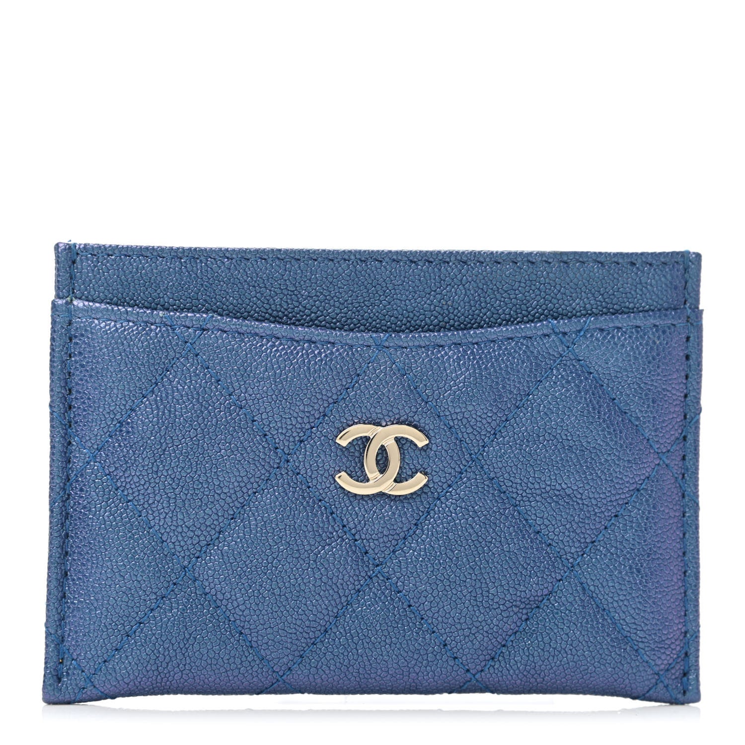 Chanel Iridescent Caviar Quilted Card Holder Dark Blue 1 of 4