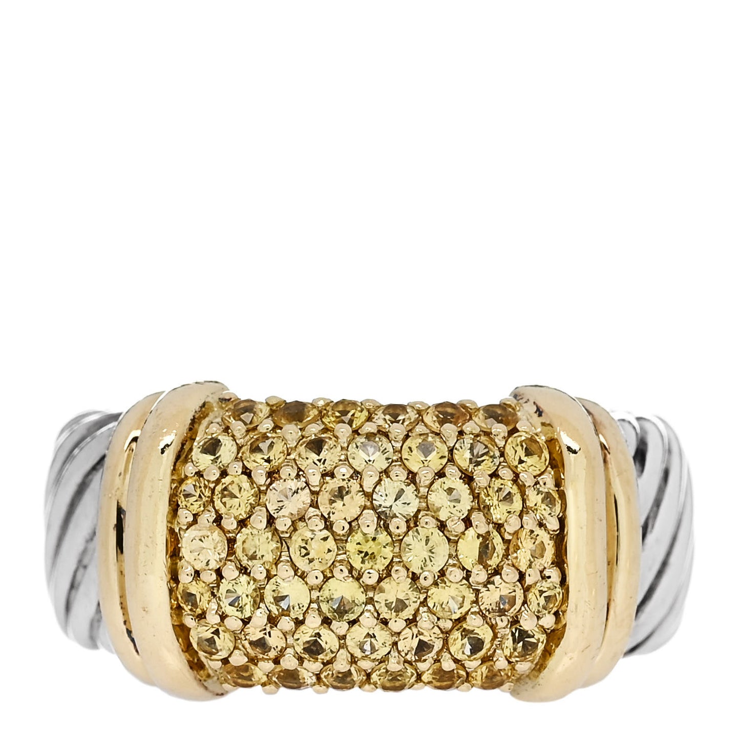 Sterling Silver 18K Yellow Gold Yellow Sapphire 10mm Metro Cable Ring 54 7