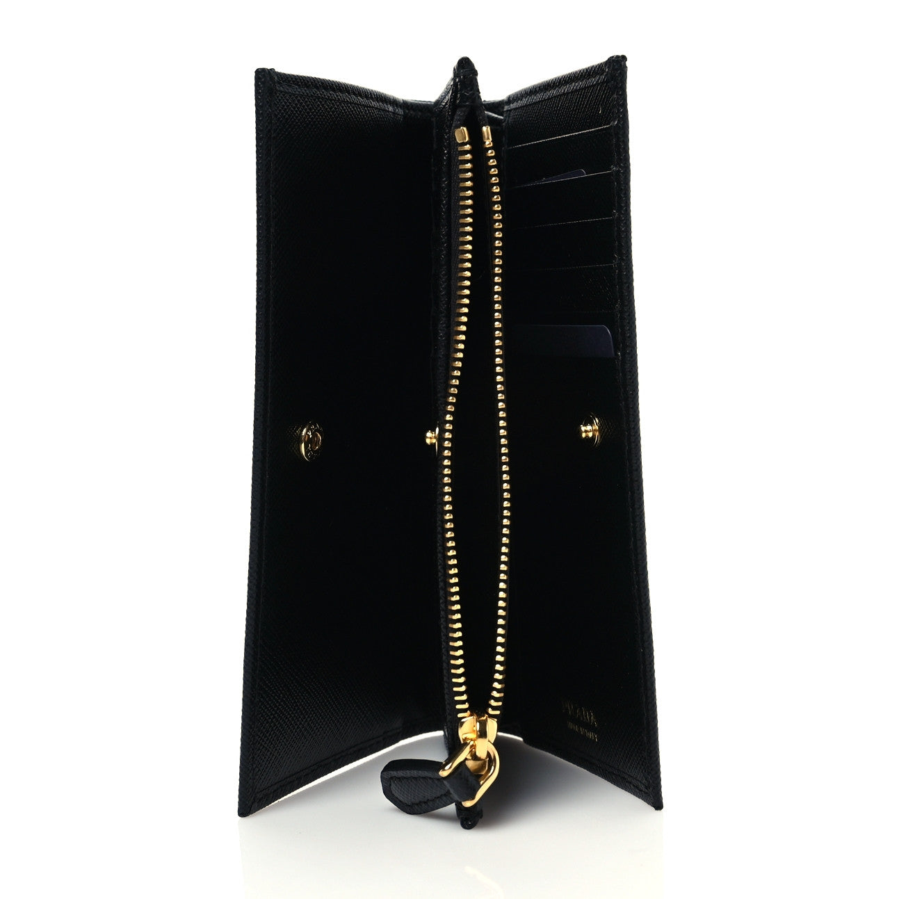 Saffiano Triangle Continental Zip Wallet Black