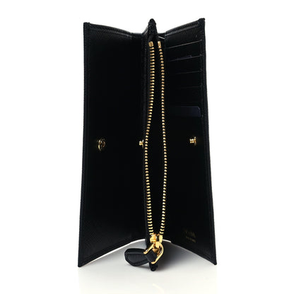 Prada Saffiano Triangle Continental Zip Wallet Black 5 of 7