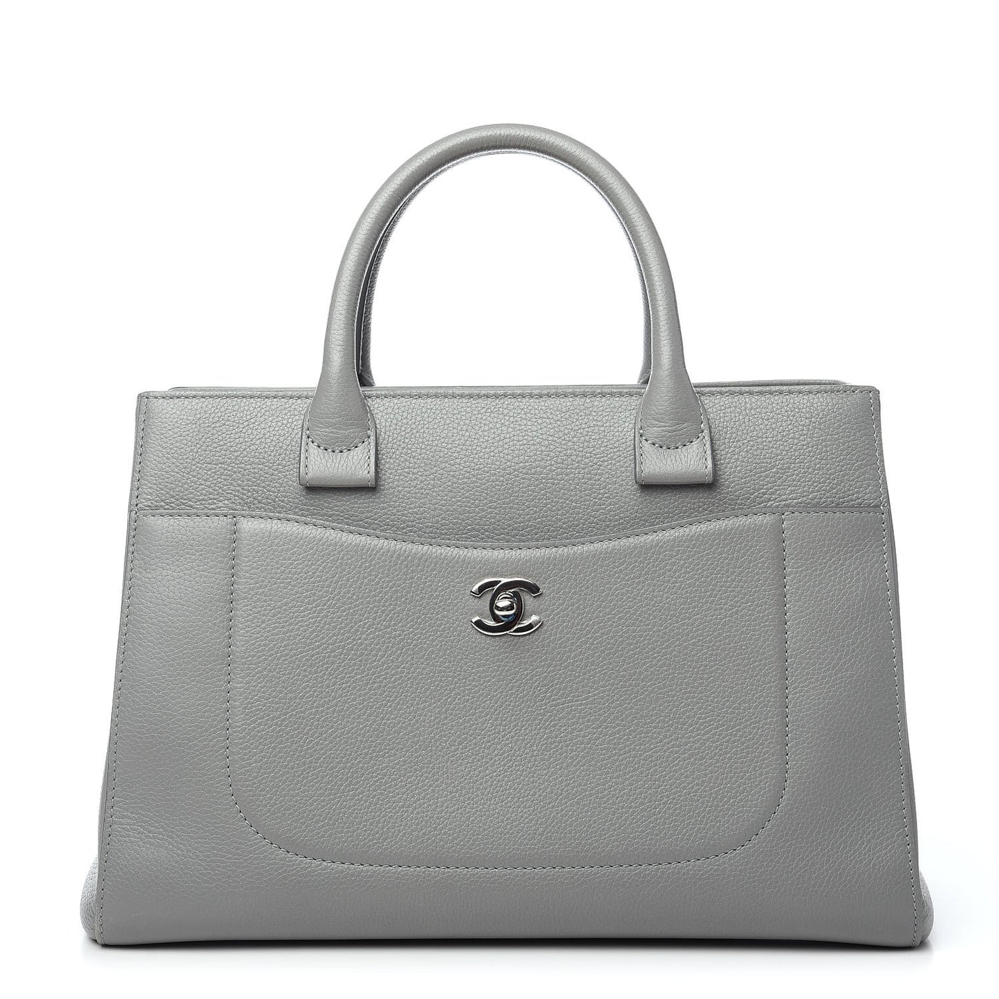 Grained Calfskin Small Neo Executive Shopper Tote Grey