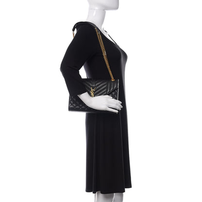 Saint Laurent Grain De Poudre Textured Mixed Matelasse Triquilt Medium Monogram Satchel Black 2 of 9