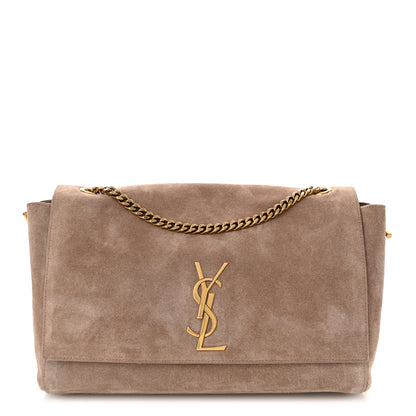 Saint Laurent Smooth Calfskin Suede Medium Reversible Monogram Kate Satchel Taupe 1 of 16