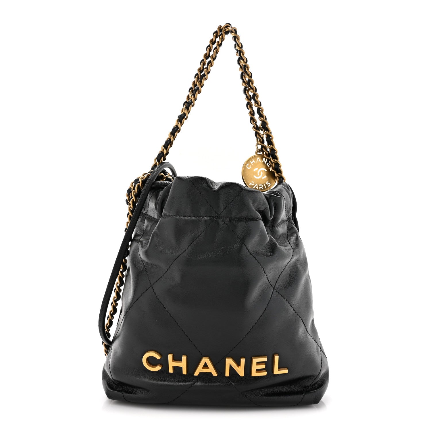 Chanel Shiny Calfskin Quilted Mini Chanel 22 Black 1 of 10