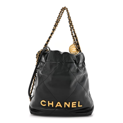 Chanel Shiny Calfskin Quilted Mini Chanel 22 Black 1 of 10