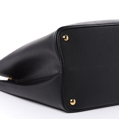 Prada Saffiano Cuir Large Double Bag Black Fuoco 8 of 13