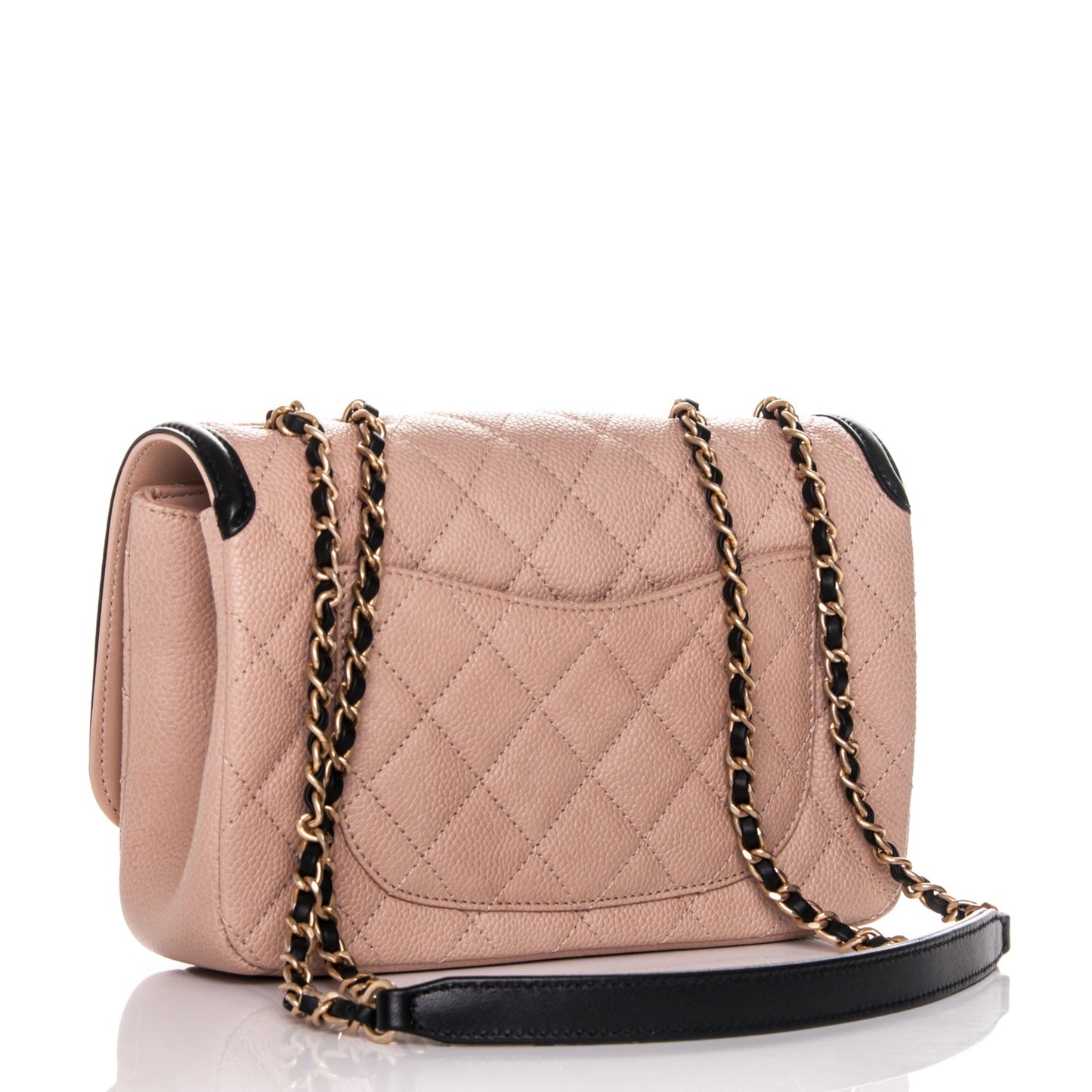 Caviar Quilted Small CC Filigree Flap Beige Black