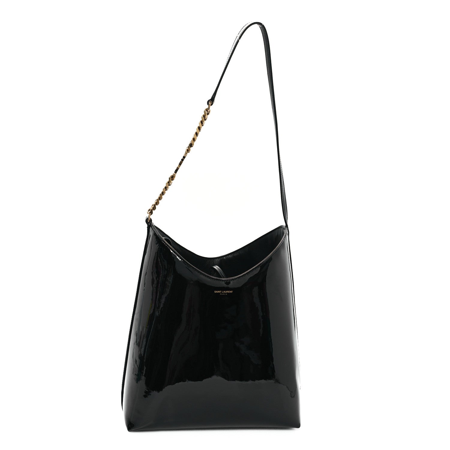 Saint Laurent Patent Calfskin Mini Rendez-Vous Hobo Black Black 1 of 12