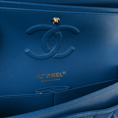 Chanel Caviar Quilted Medium Double Flap Blue 6 of 10