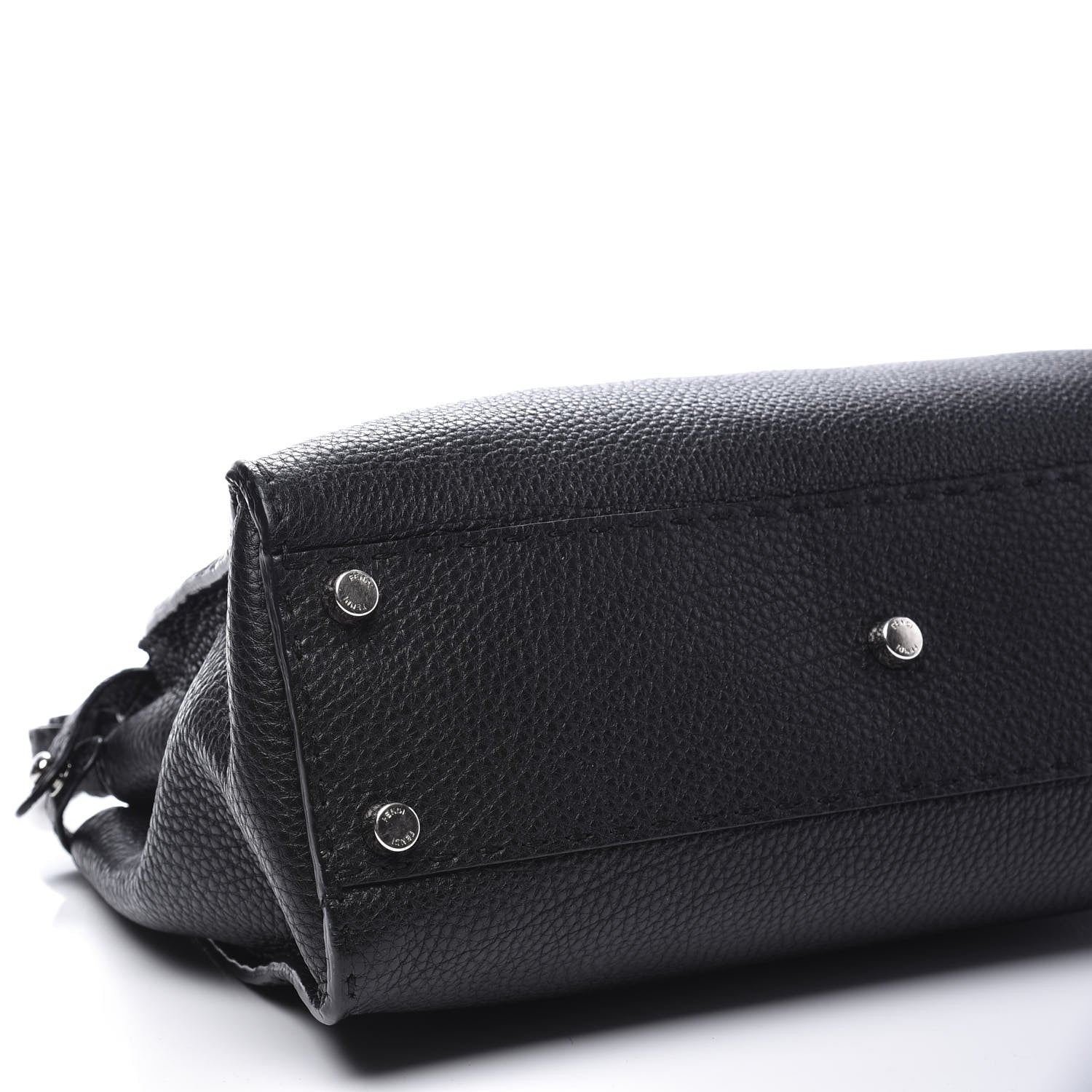 Fendi Cuoio Romano Selleria Bi-Color Medium Peekaboo Iconic Satchel Black Mou 6 of 10