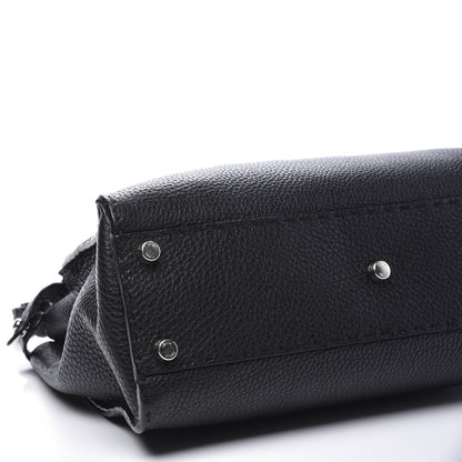 Fendi Cuoio Romano Selleria Bi-Color Medium Peekaboo Iconic Satchel Black Mou 6 of 10