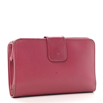 Prada Saffiano Metal Compact Wallet Peonia 3 of 7