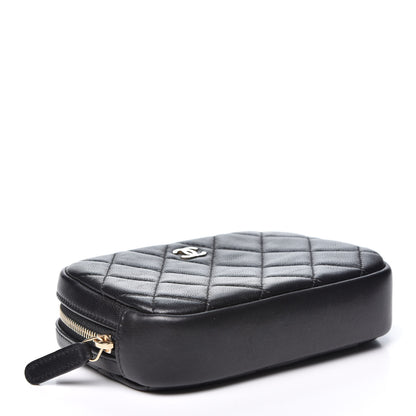 Chanel Lambskin Quilted Small Curvy Pouch Cosmetic Case Black 3 of 8
