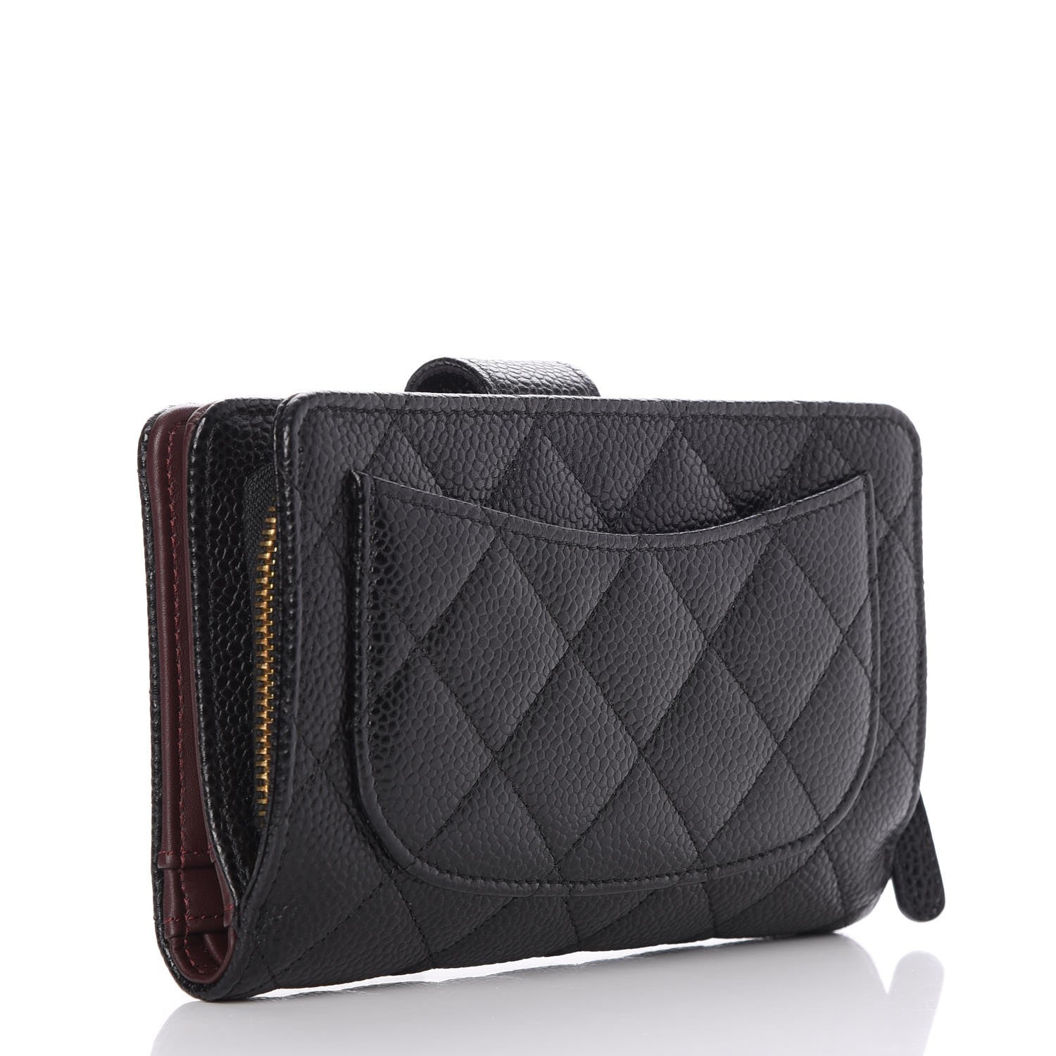 Chanel Caviar Quilted Zipped Pocket Wallet Black 3 of 9
