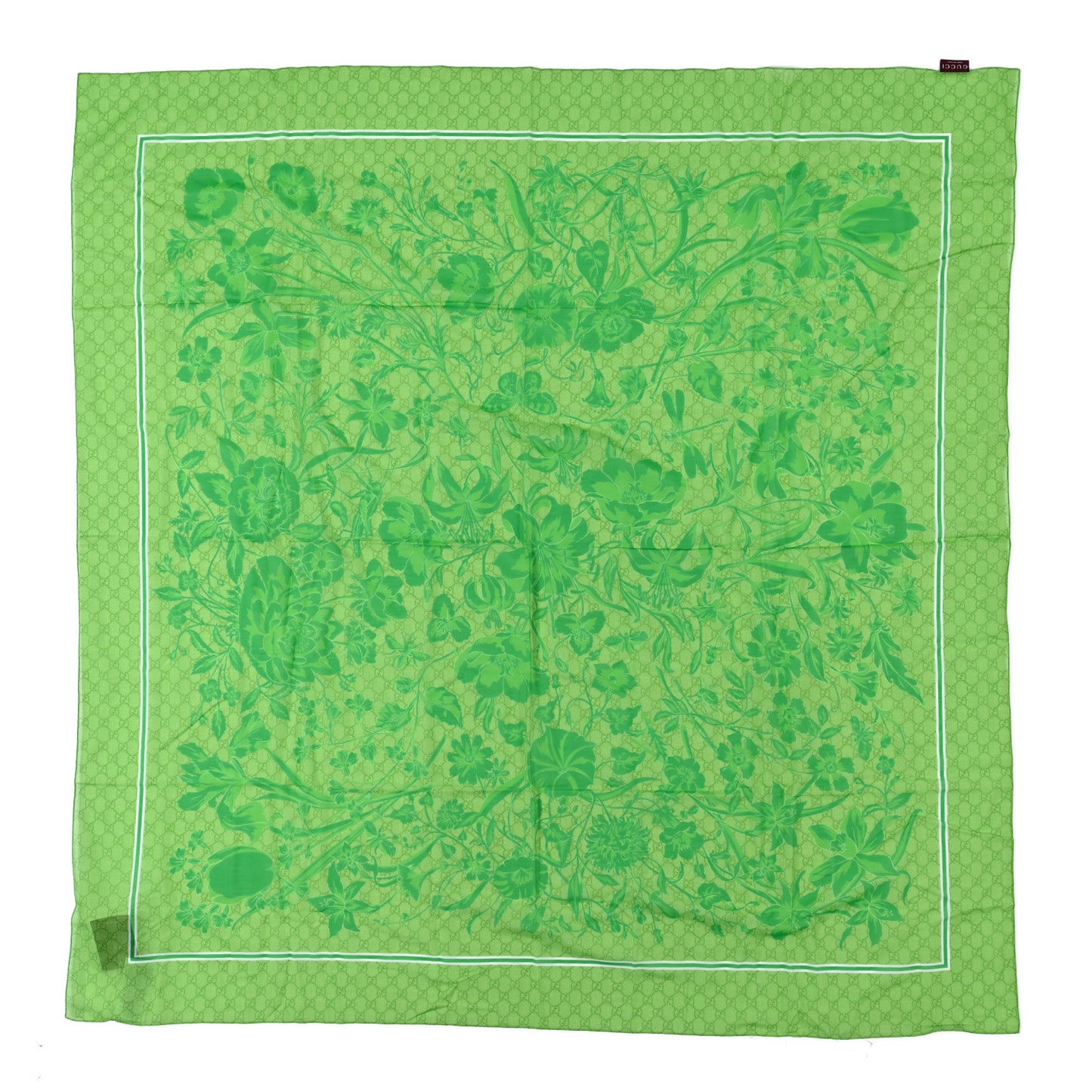 Silk Floral Square Scarf Green