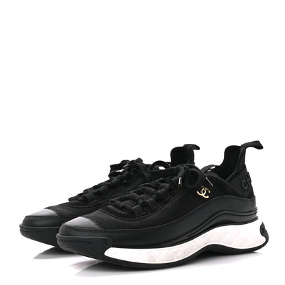 Chanel Velvet Calfskin Mixed Fibers CC Sneakers 40 Black 3 of 8