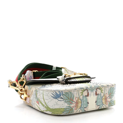 Gucci New Shangai Calfskin Tiger Savanah Web Mini Horsebit 1955 Shoulder Bag Chalky White Multicolor 4 of 10