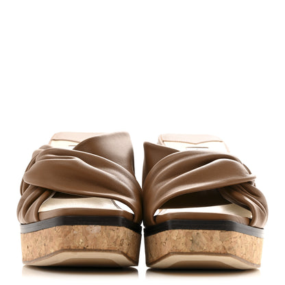 Jimmy Choo Soft Nappa Narisa 90 Wedge Mules 37.5 Cuoio 3 of 10