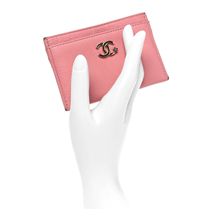 Chanel Goatskin CC Camellia Card Holder Pink 2 of 12