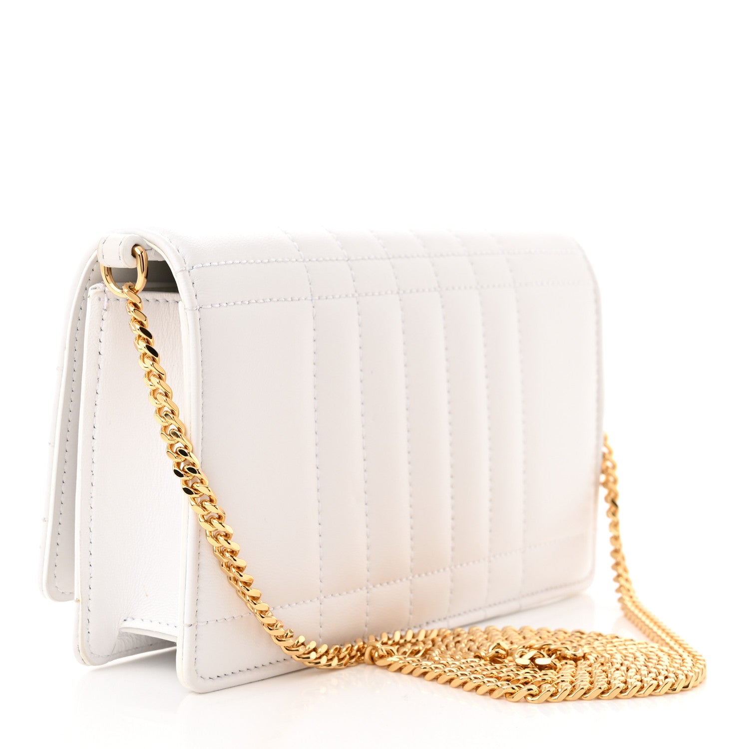 Burberry Lambskin Quilted Lola Clutch On Chain White 3 of 11