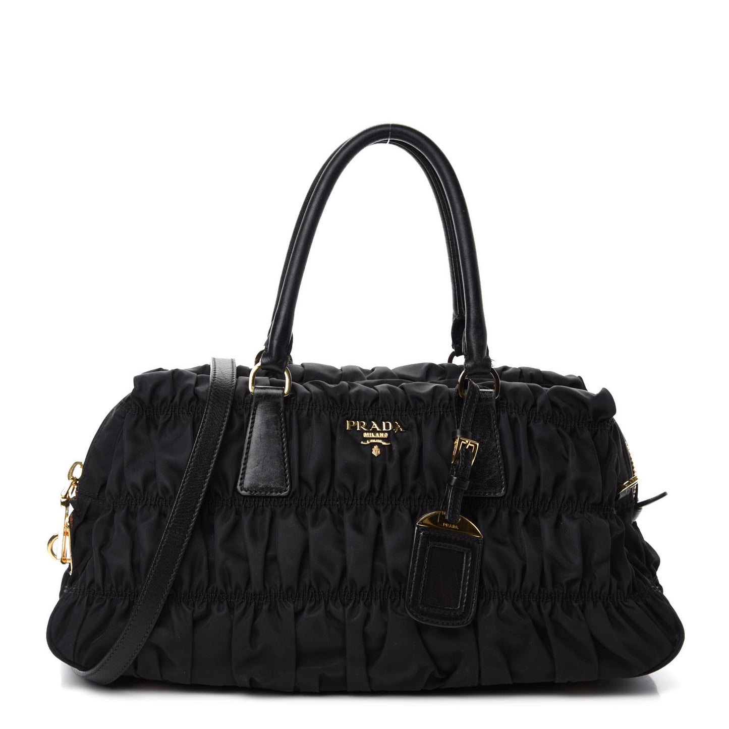 Tessuto Nylon Gaufre Shopping Satchel Black