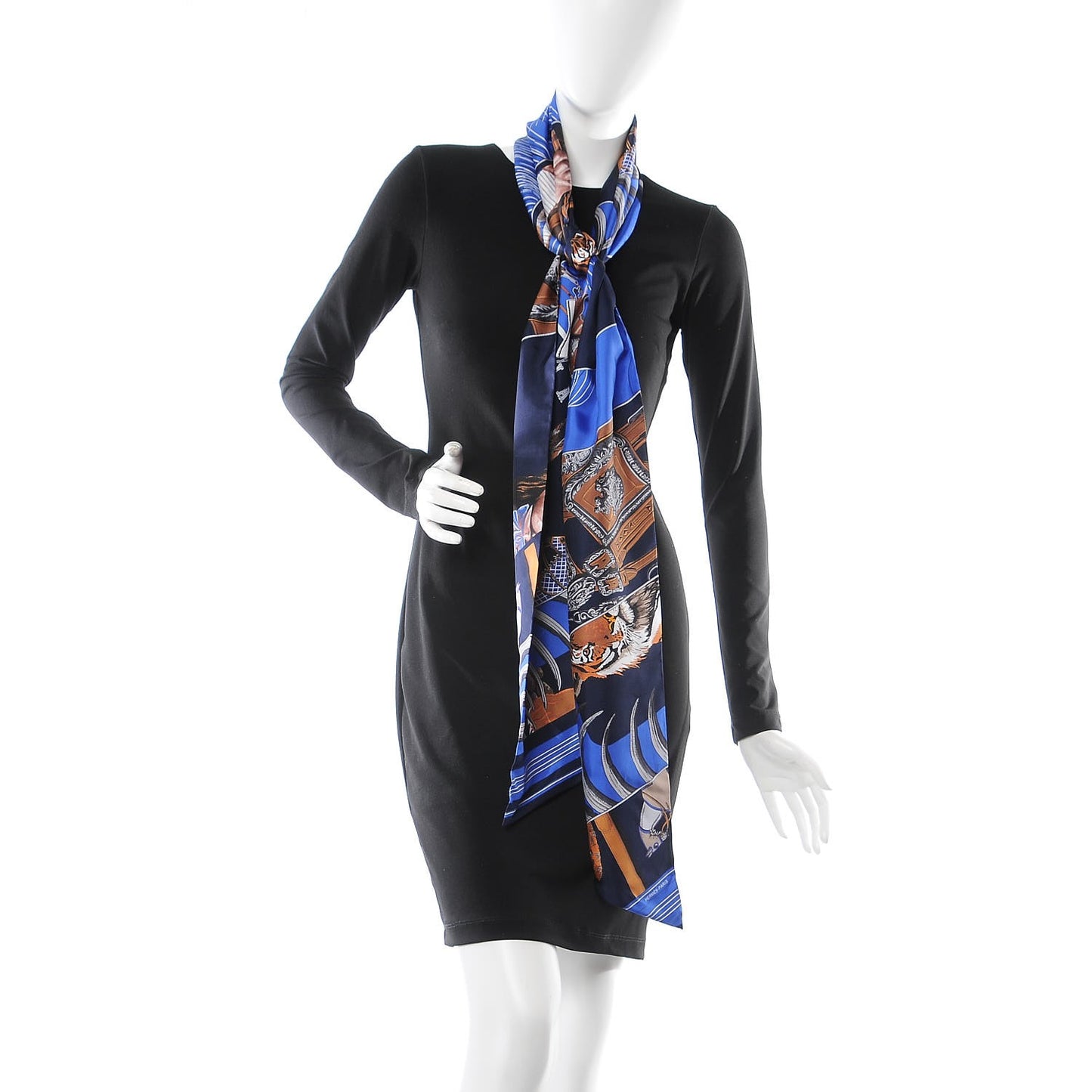 Silk Carre En Carres Maxi Twilly Marine Klein Brun