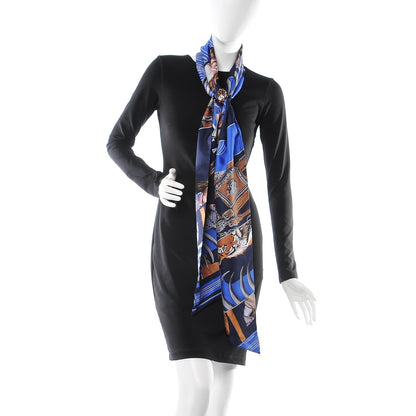 Hermes Silk Carre En Carres Maxi Twilly Marine Klein Brun 2 of 5