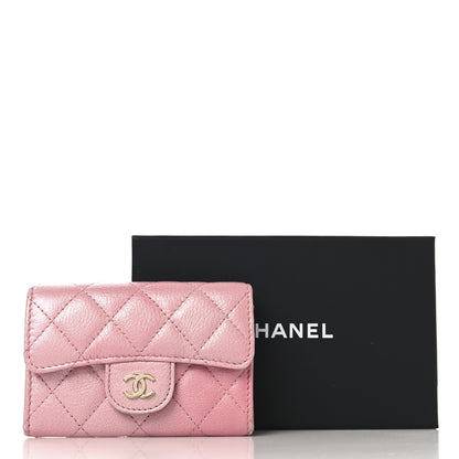 Chanel Metallic Lambskin Quilted Flap Card Holder Wallet Pink 12 of 12